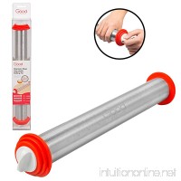 Adjustable Rolling Pin- Stainless Steel French Dough Roller w 13" Barrel and 3 Removable Rings to Adjust Thickness- Cleaner than Wood - B01H41ILWG